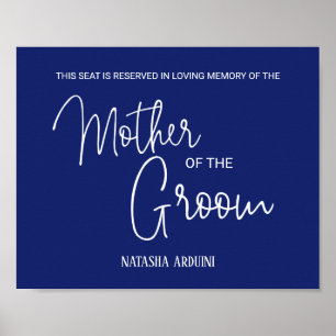 Blue Mother Groom Reserved Seat Memorial Wedding Poster