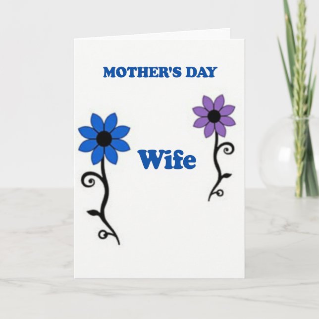 Blue Mothers Day Wife Card (Front)