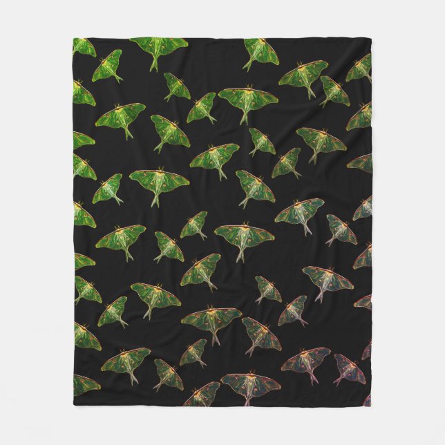 Blue Moths Butterfly Art Fleece Blanket (Front)