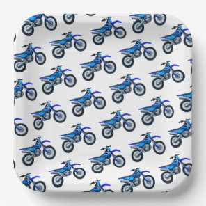 Blue Motocross Dirt Bike Birthday Party Paper Plates