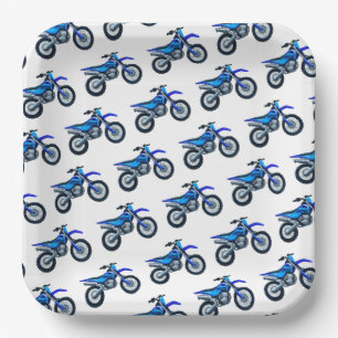 Blue Motocross Dirt Bike Paper Plates