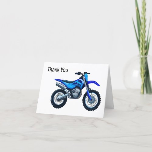 Blue Motocross Dirt Bike Thank You Card