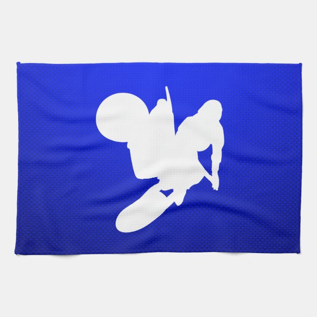Blue Motocross Whip Kitchen Towel (Horizontal)
