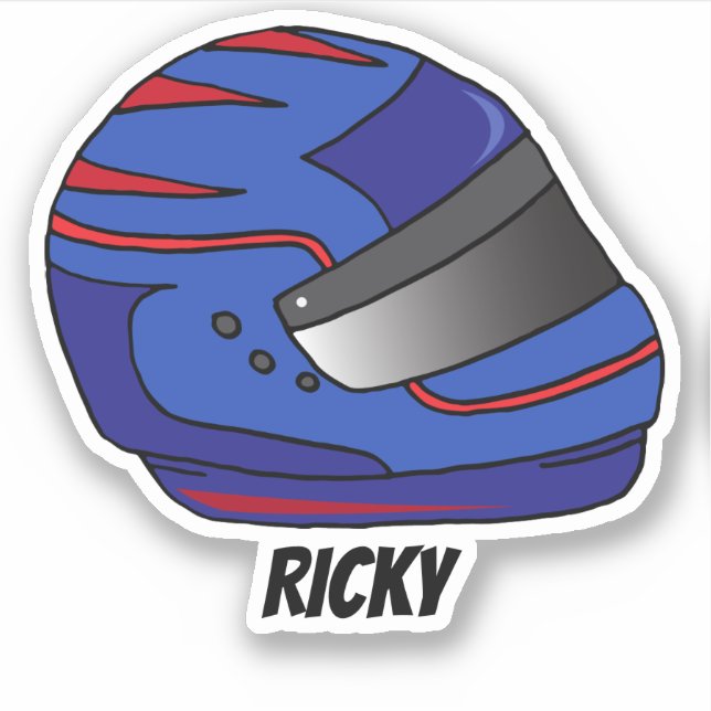 Blue Motorbike Helmet Motor Racing Fan Sticker (Front)