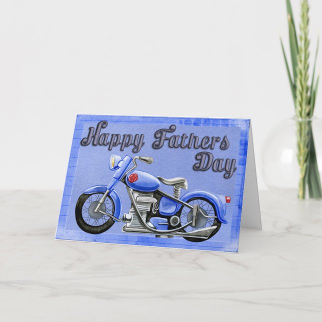 Blue Motorcycle Fathers Day Card (Front)
