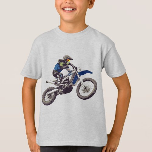 Blue Motorcycle T_Shirt with Motorcyclist