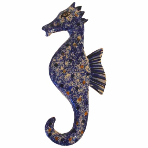 Blue Mottled Seahorse Sculpture