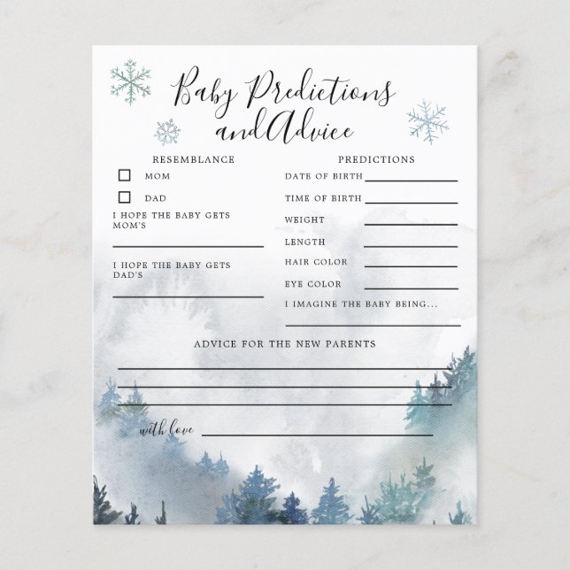 Blue Mountain Baby Predictions & Advice Card (Front)