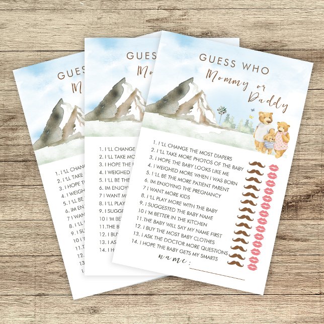 Blue Mountain Bear Guess Who Mommy or Daddy Game (Creator Uploaded)