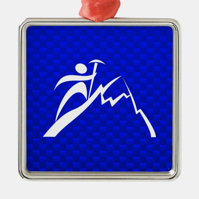 Blue Mountain Climbing Metal Ornament (Front)