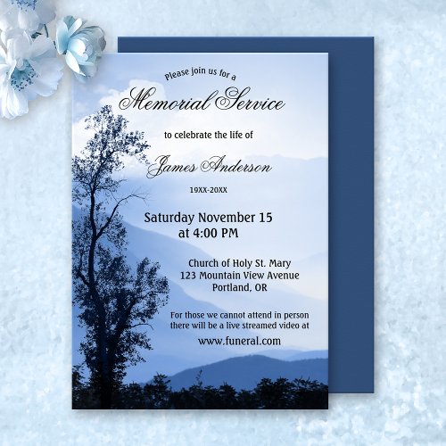 Blue Mountain Funeral Memorial Service Invitation