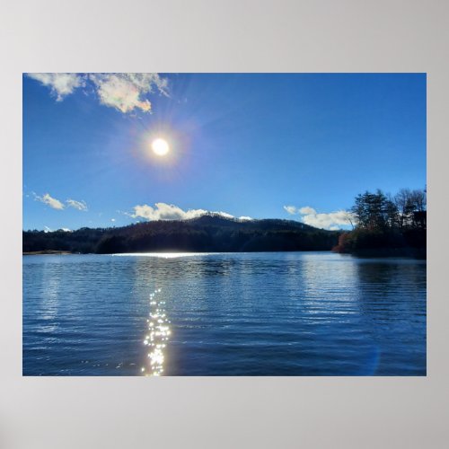 Blue Mountain Lake Clear Sky Poster