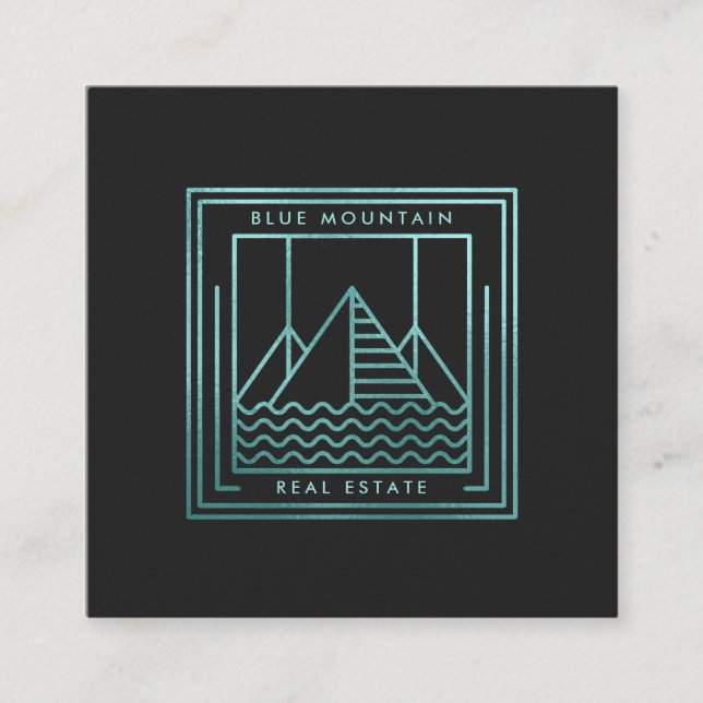 Blue Mountain Logo | Square Business Card (Front)