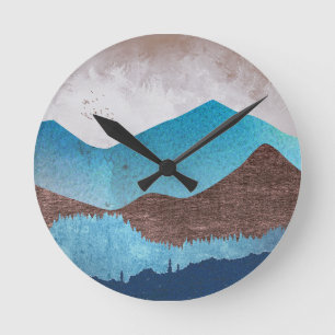 Blue Mountain Peaks Round Clock
