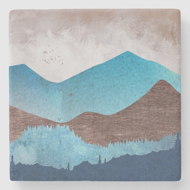 Blue Mountain Peaks Stone Coaster (Front)