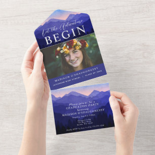 Blue Mountain Photo Graduation Party  All In One Invitation
