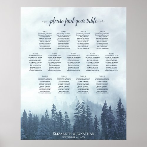 Blue Mountain Pine Trees 13 Table Seating Chart