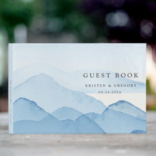 Blue Mountain Range Landscape Wedding Guest Book