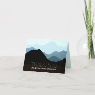 Blue Mountain Range, Rustic Wedding Letterpress Thank You Card