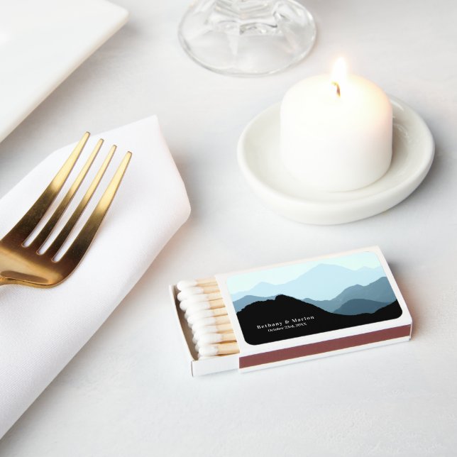 Blue Mountain Range, Rustic Wedding Matchboxes (Insitu)