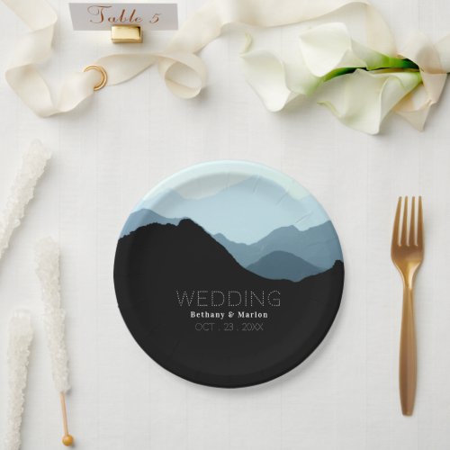 Blue Mountain Range Rustic Wedding Paper Plates