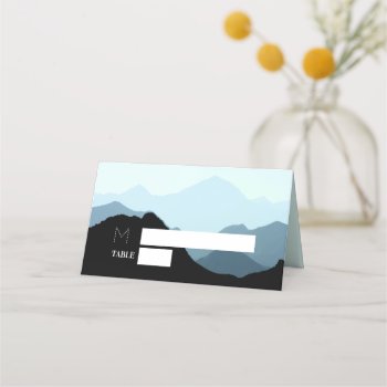 Blue Mountain Range  Rustic Wedding Place Card by StampedyStamp at Zazzle