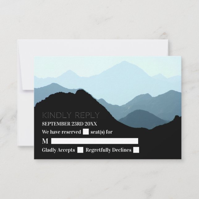 Blue Mountain Range, Rustic Wedding RSVP Card (Front)