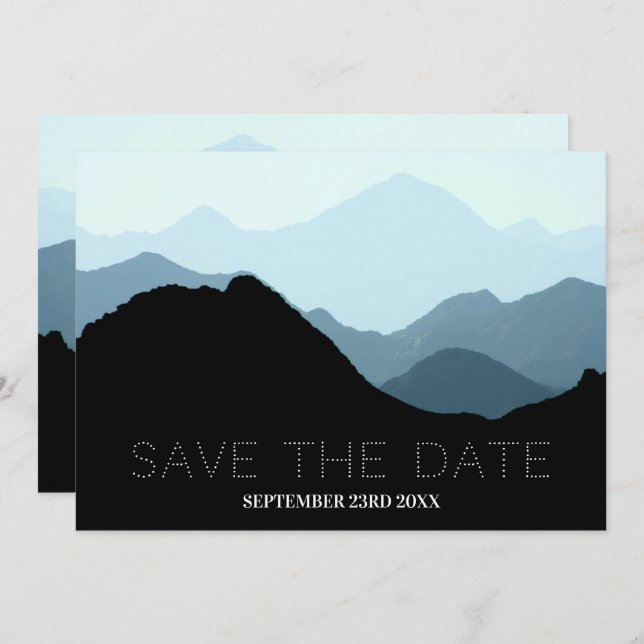 Blue Mountain Range, Rustic Wedding Save The Date (Front/Back)