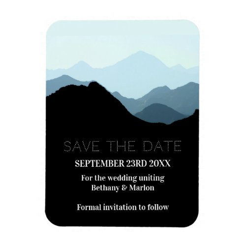 Blue Mountain Range Rustic Wedding Save The Date Magnet