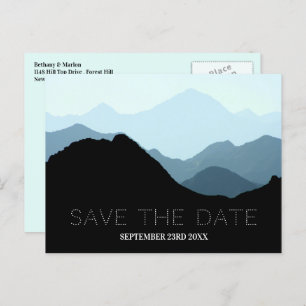 Blue Mountain Range, Rustic Wedding Save The Date Postcard