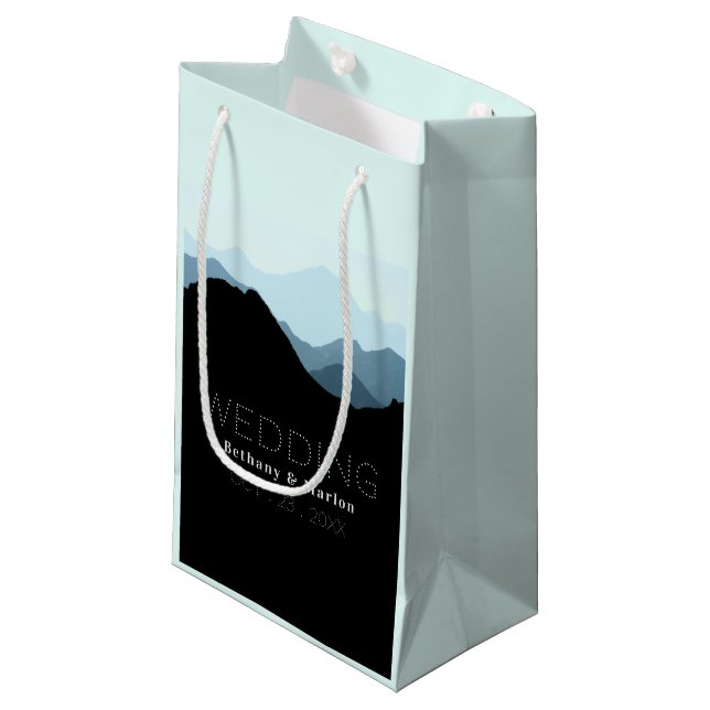 Blue Mountain Range, Rustic Wedding Small Gift Bag (Front Angled)
