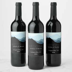 Blue Mountain Range, Rustic Wedding Wine Label