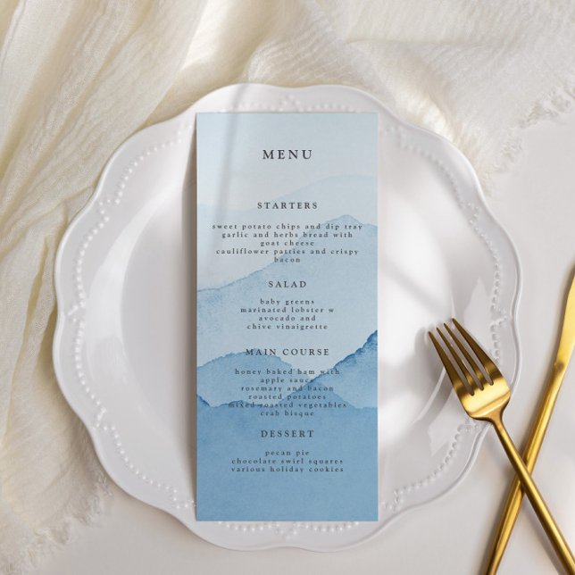 Blue Mountain Range Wedding Dinner Menu Invitation (Creator Uploaded)