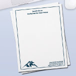 Blue Mountain Real Estate Company Custom Realtor Letterhead<br><div class="desc">A cool mountain range real estate company letterhead for a realty business located in a mountainous city or town. The realtor name is written in navy blue script under the house among mountains. Great marketing item for a mountaintop home builder.</div>
