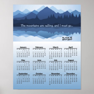 Blue Mountain Reflections 2025 Calendar Poster