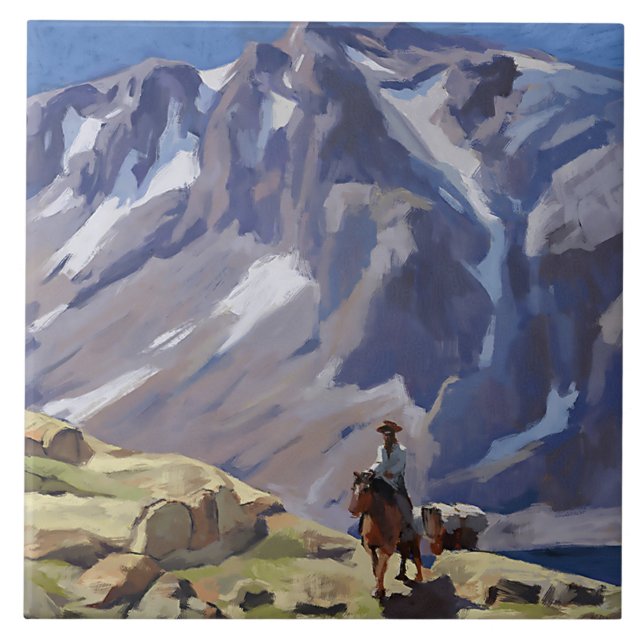 “Blue Mountain Rider” by Edgar Payne Ceramic Tile (Front)