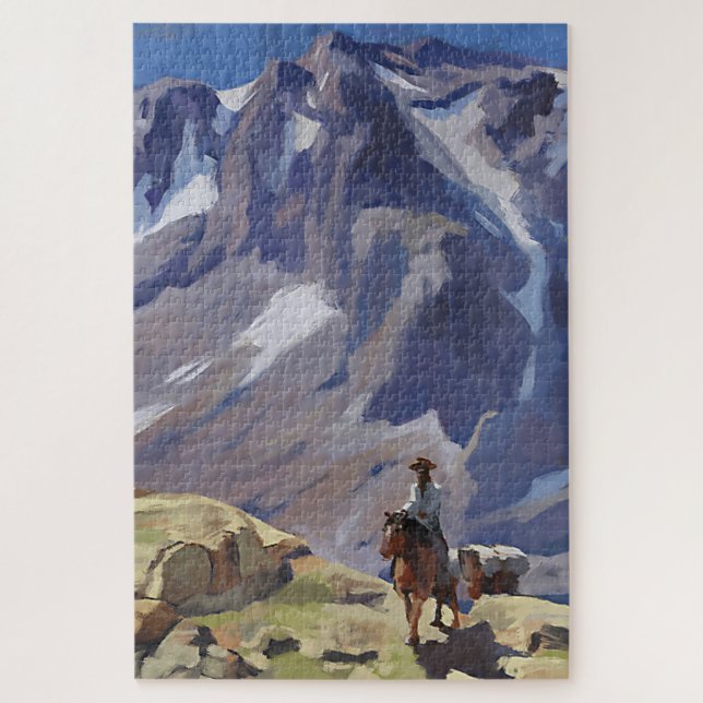 “Blue Mountain Rider” by Edgar Payne Jigsaw Puzzle (Vertical)