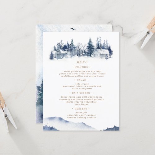 Blue Mountain Rustic Wedding Menu Card