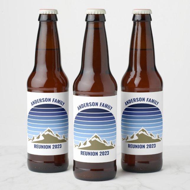 Blue Mountain Sunset Customizable Party Beer Bottle Label (Bottles)