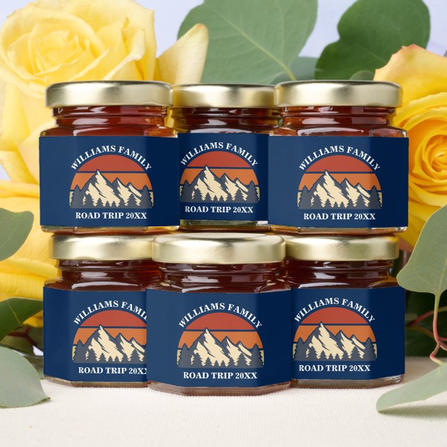 Blue Mountain Sunset Family Reunion Personalized Honey Jar Favors (Insitu)