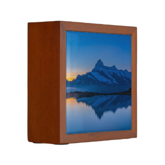 Blue Mountain Sunset Water Reflection Desk Organizer