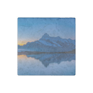 Blue Mountain Sunset Water Reflection Stone Magnet