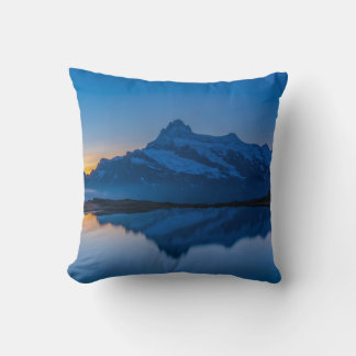Blue Mountain Sunset Water Reflection Throw Pillow
