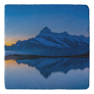 Blue Mountain Sunset Water Reflection Trivet