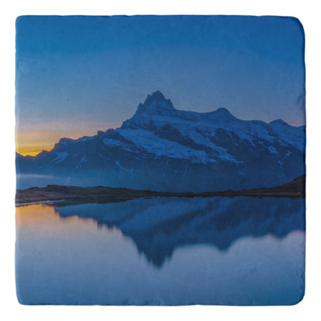 Blue Mountain Sunset Water Reflection Trivet (Front)