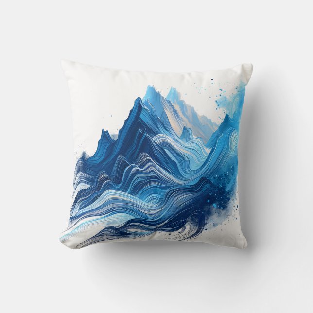 Blue mountain throw pillow (Front)