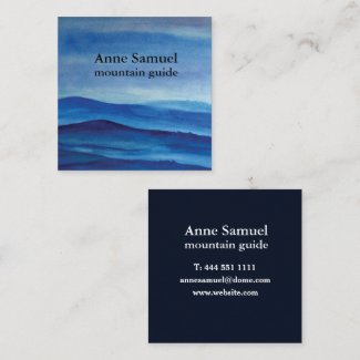 Blue Mountain Watercolor Modern Business Card