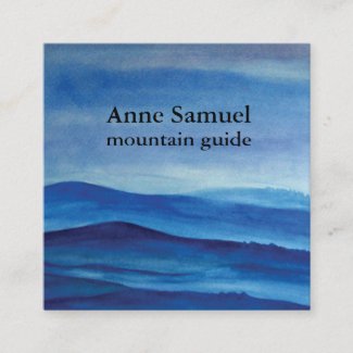 Blue Mountain Watercolor Modern Business Card