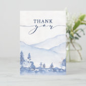 Blue Mountain Watercolor Wedding Thank You Card | Zazzle