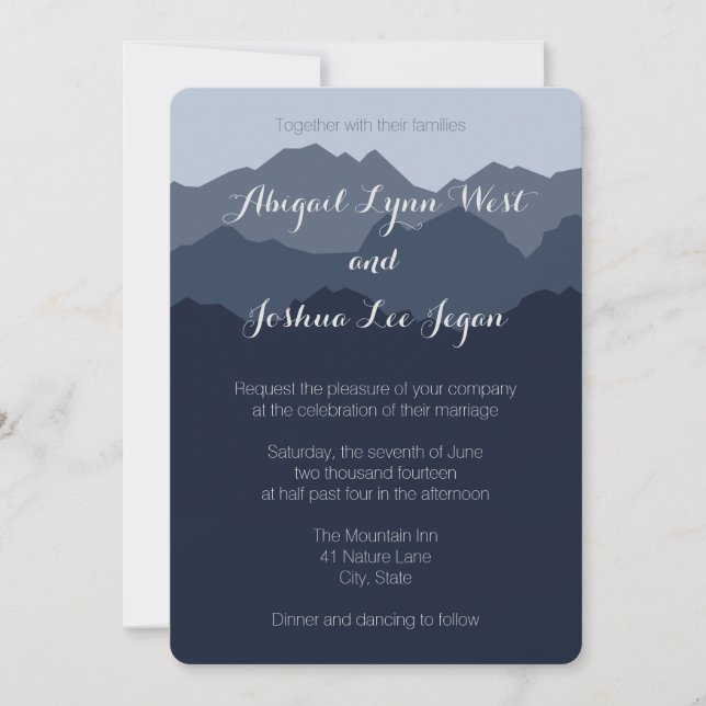 Blue Mountain Wedding Invitation (Front)